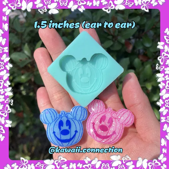 1-inch Pair Mouse Pumpkin Halloween Silicone Mold for Custom Resin Deco Bag Pendant Dangle Earrings Charms DIY