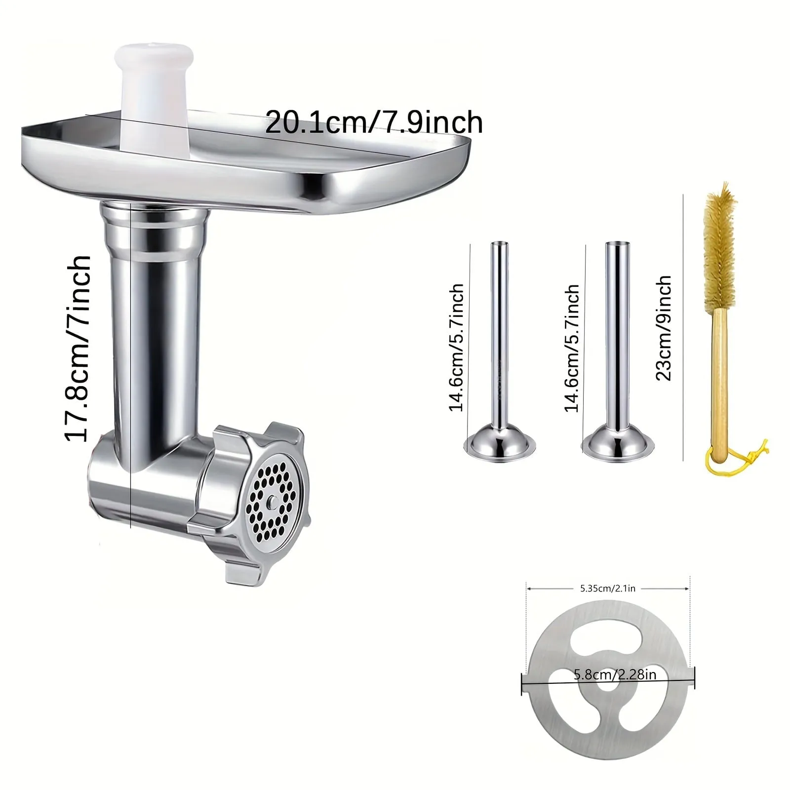 1pc, Food Grinder Attachments For KitchenAid Stand Mixers, Meat Grinder, Sausage Stuffer, Perfect Attachment For KitchenAid Mixers, Silvery(Machine/Mixer Not Included) Kitchen Stuff Kitchen Accessorie