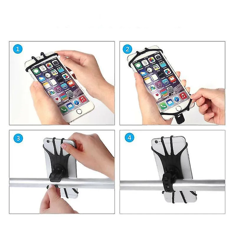 2Pcs black Mobile Phone Holder, Silicone Handlebar, Stand Mount Bracket Phone Holder AZ16570