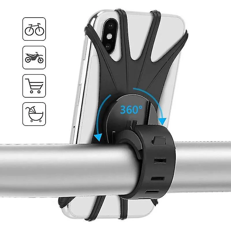 2Pcs black Mobile Phone Holder, Silicone Handlebar, Stand Mount Bracket Phone Holder AZ16570