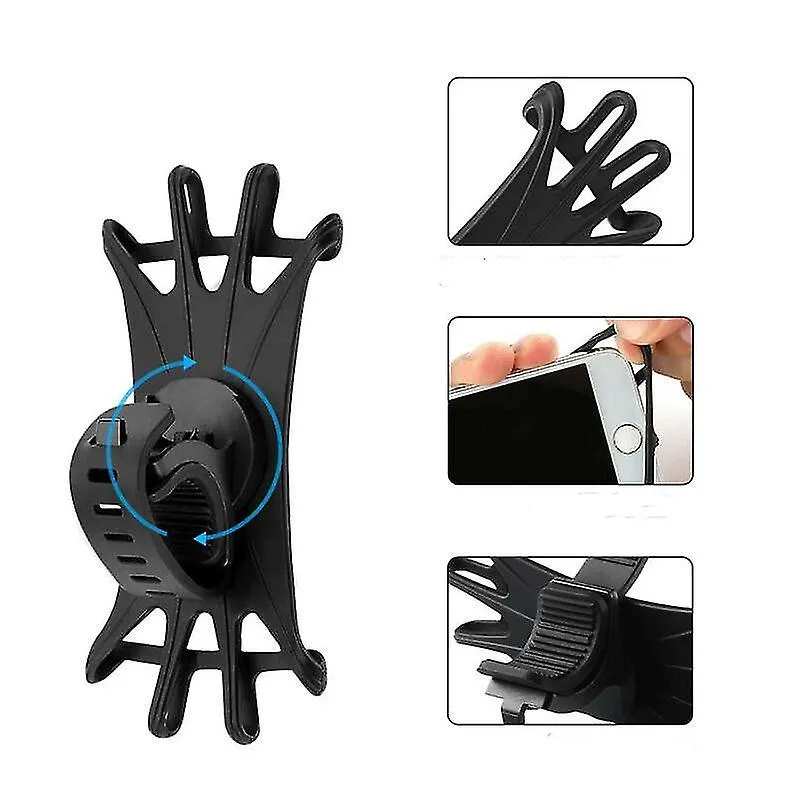 2Pcs black Mobile Phone Holder, Silicone Handlebar, Stand Mount Bracket Phone Holder AZ16570