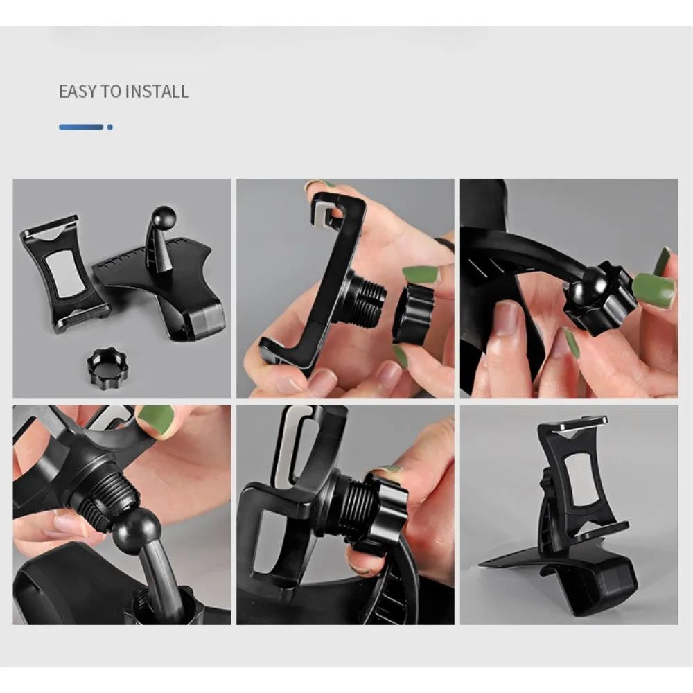 3 in 1 Car GPS Smartphone Holder: Dashboard / Visor Clamp   AC Grid Clip for Cect i68 Sciphone - Black
