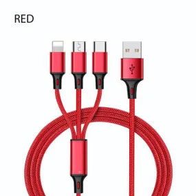 3-in-1 USB Charging Cable for iPhone and Android Devices