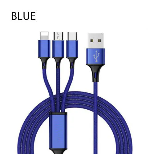 3-in-1 USB Charging Cable for iPhone and Android Devices