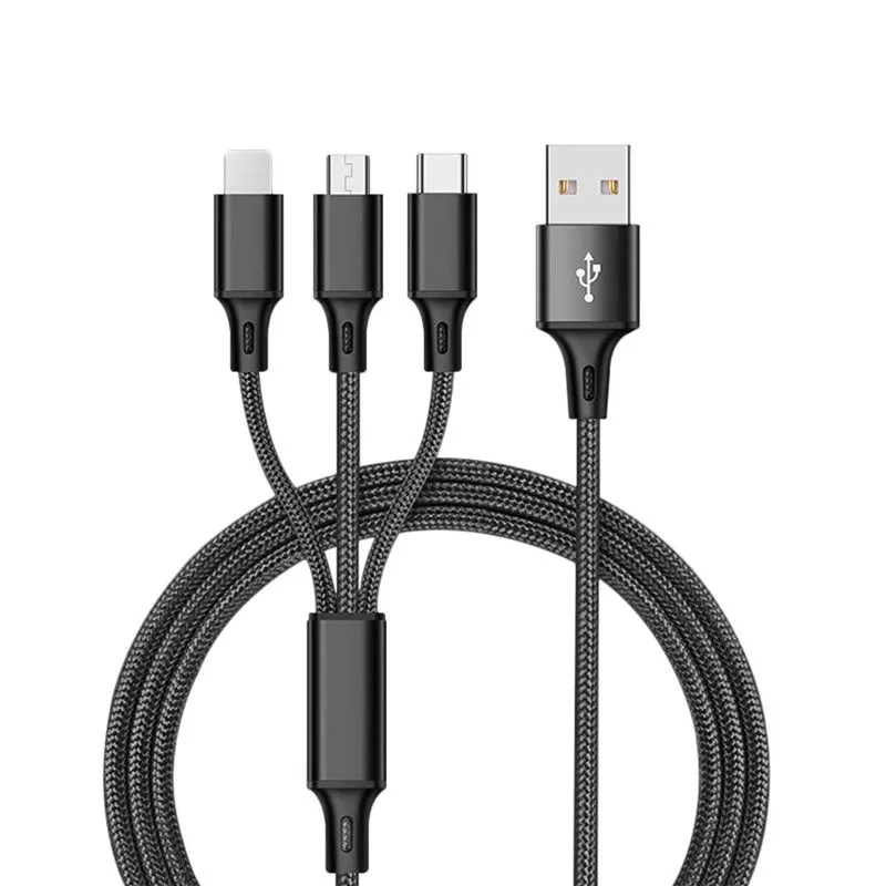 3-in-1 USB Charging Cable for iPhone and Android Devices
