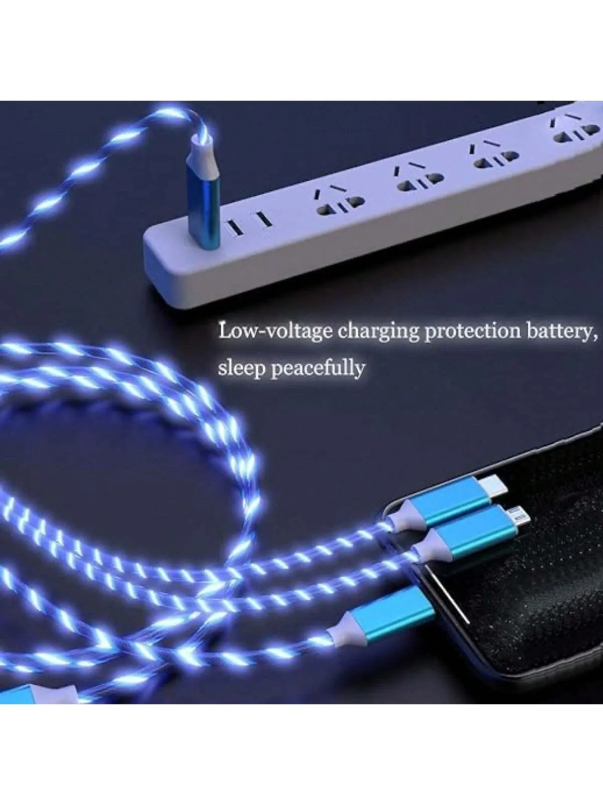 3-in-1 Versatile LED Charging Cable: Type-C, Lightning, & Micro-USB - Perfect for Travel and Office!