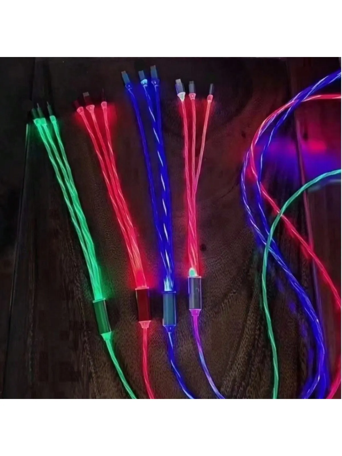 3-in-1 Versatile LED Charging Cable: Type-C, Lightning, & Micro-USB - Perfect for Travel and Office!