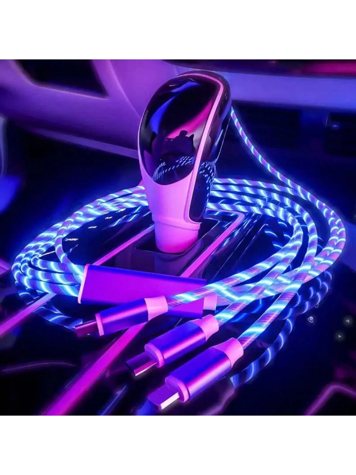 3-in-1 Versatile LED Charging Cable: Type-C, Lightning, & Micro-USB - Perfect for Travel and Office!