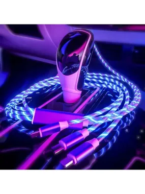 3-in-1 Versatile LED Charging Cable: Type-C, Lightning, & Micro-USB - Perfect for Travel and Office!