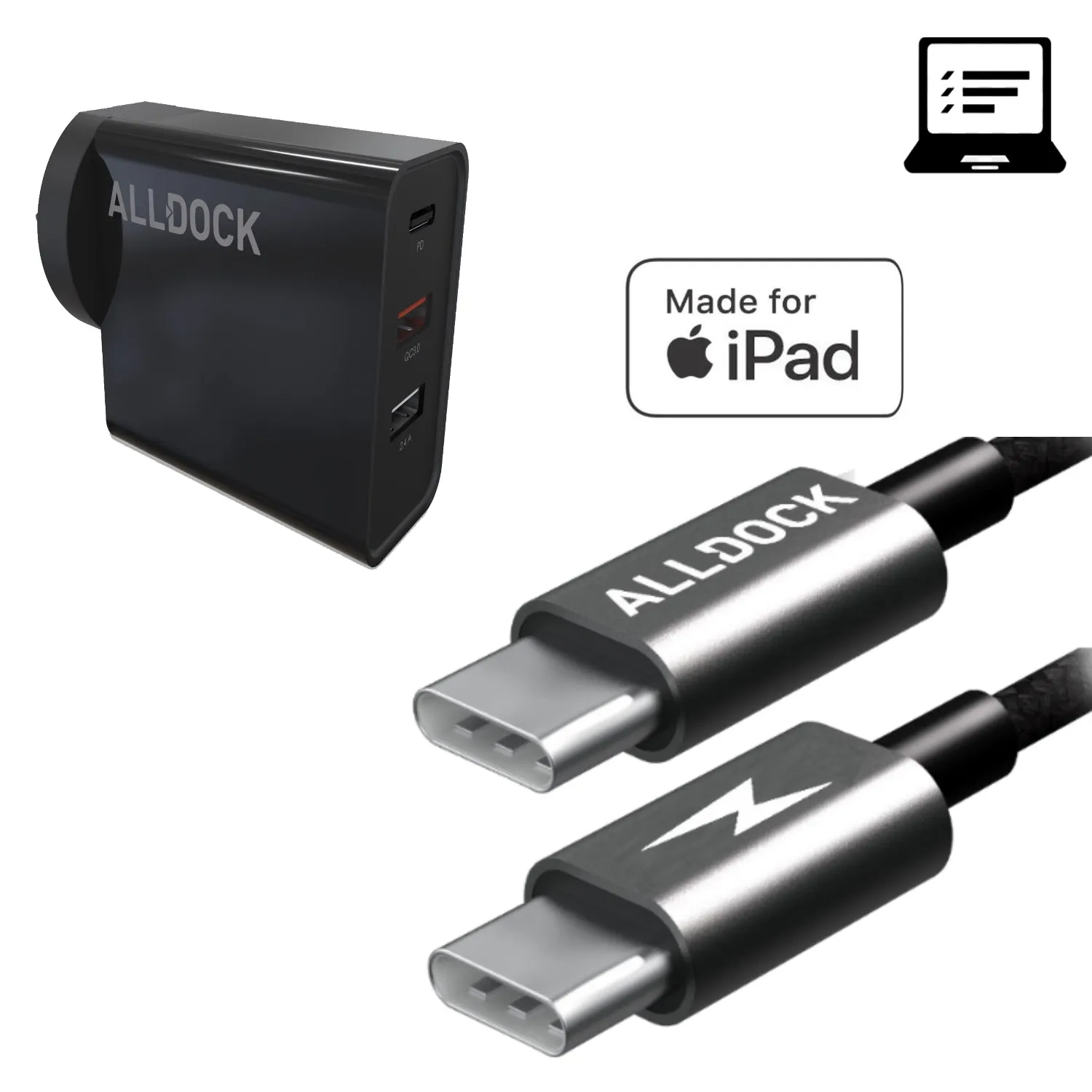 30W ALLDOCK TRIPLE USB Wall Charger