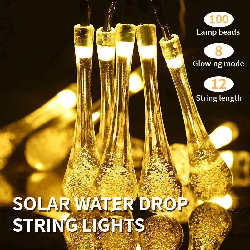 5m 20led Water Droplets Solar String Lights Waterproof Outdoor Decoration Garland Fariy Lights Christmas Wedding Party Garden