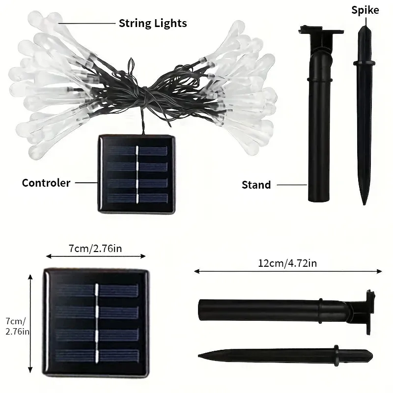 5m 20led Water Droplets Solar String Lights Waterproof Outdoor Decoration Garland Fariy Lights Christmas Wedding Party Garden
