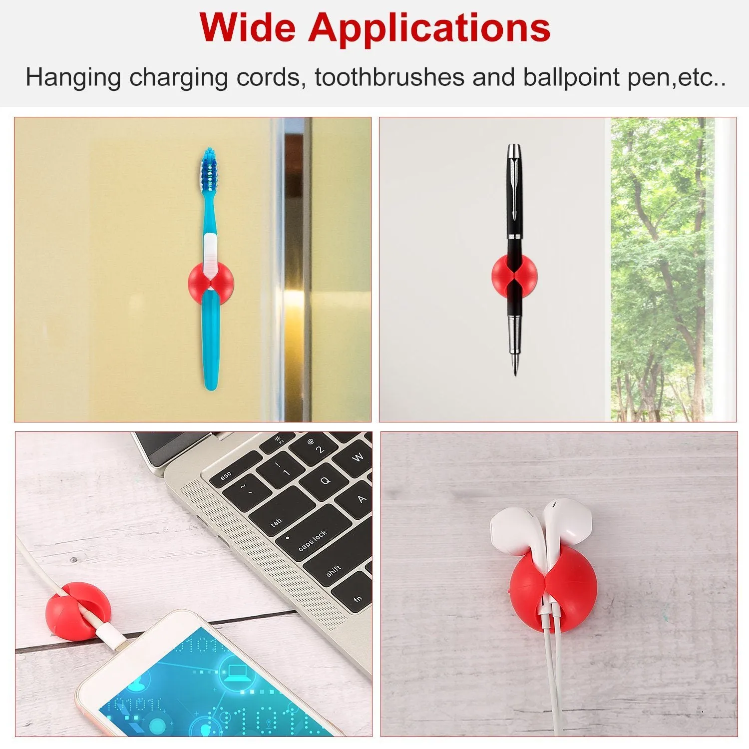 6-Pack: Cable Clips Adhesive Wire Cord Clamps