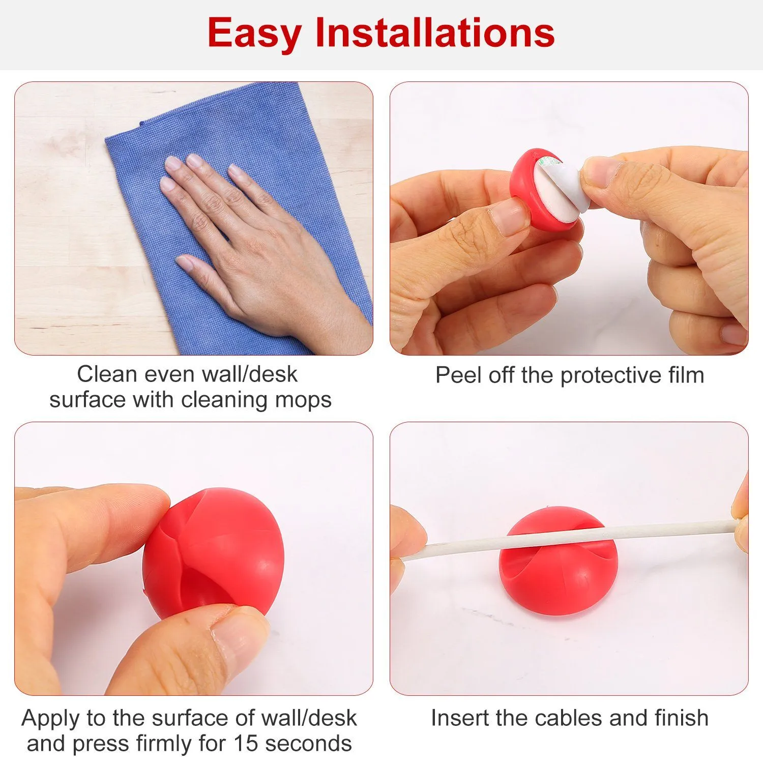 6-Pack: Cable Clips Adhesive Wire Cord Clamps