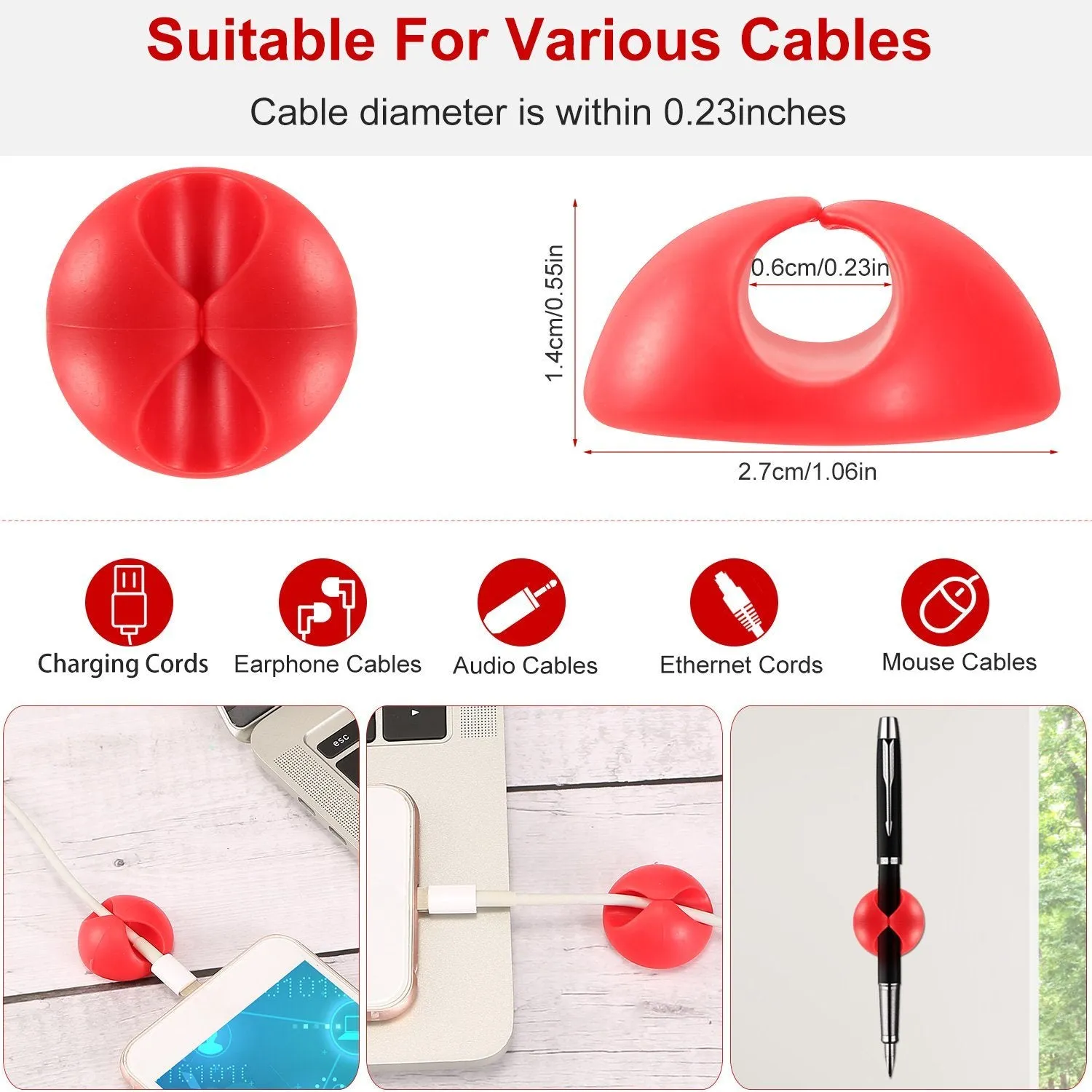 6-Pack: Cable Clips Adhesive Wire Cord Clamps
