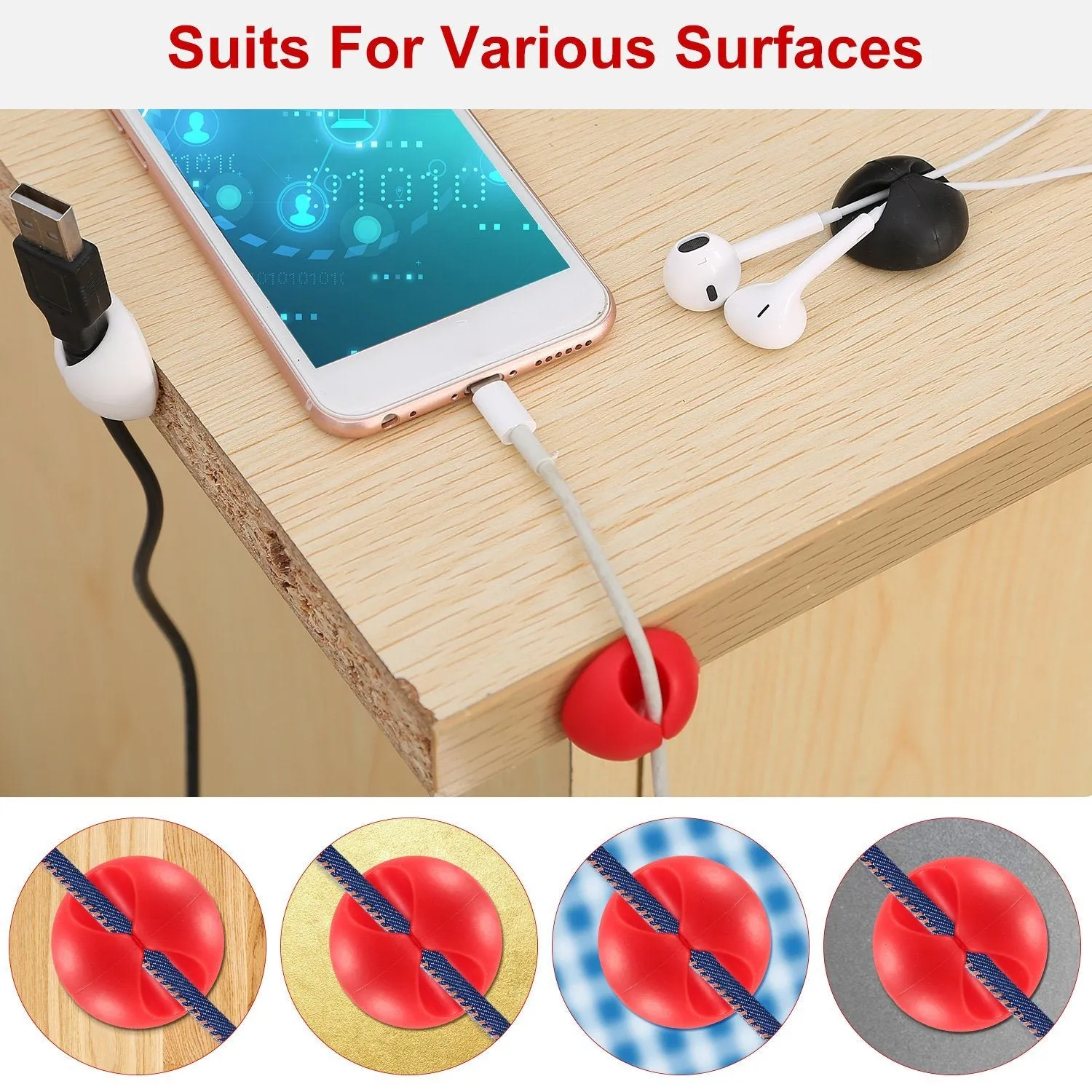 6-Pack: Cable Clips Adhesive Wire Cord Clamps