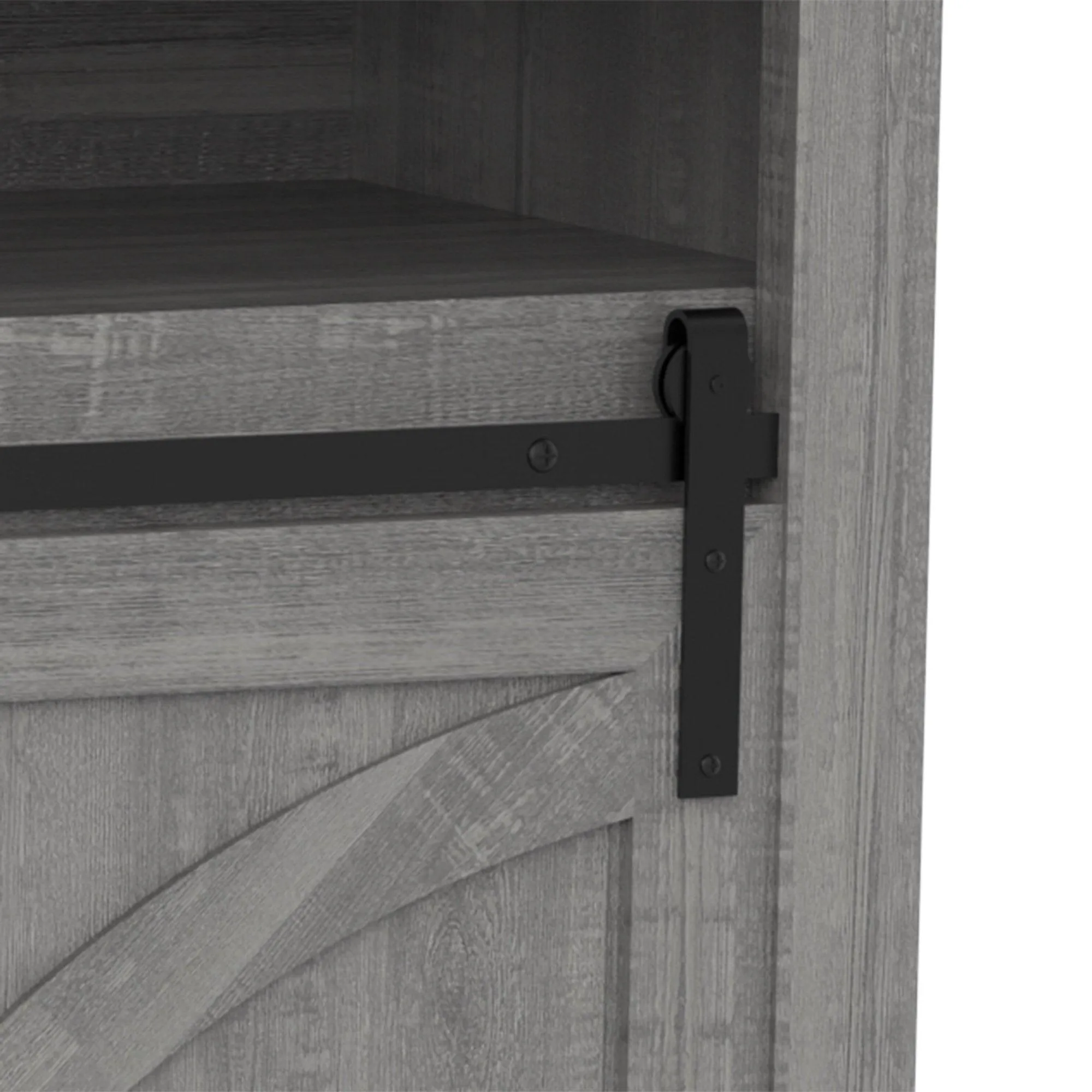 68" Farmhouse TV Stand with Double Sliding Barn Doors for Living Room