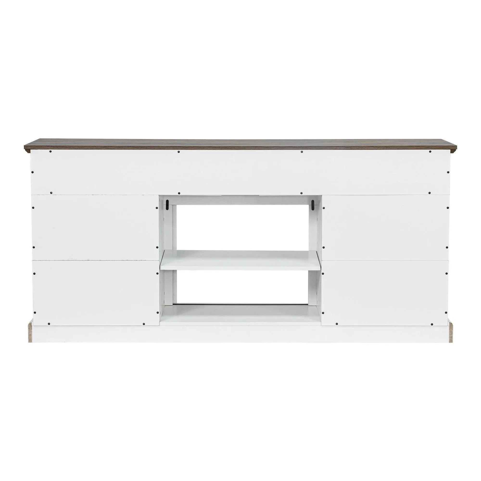 68" Farmhouse TV Stand with Double Sliding Barn Doors for Living Room