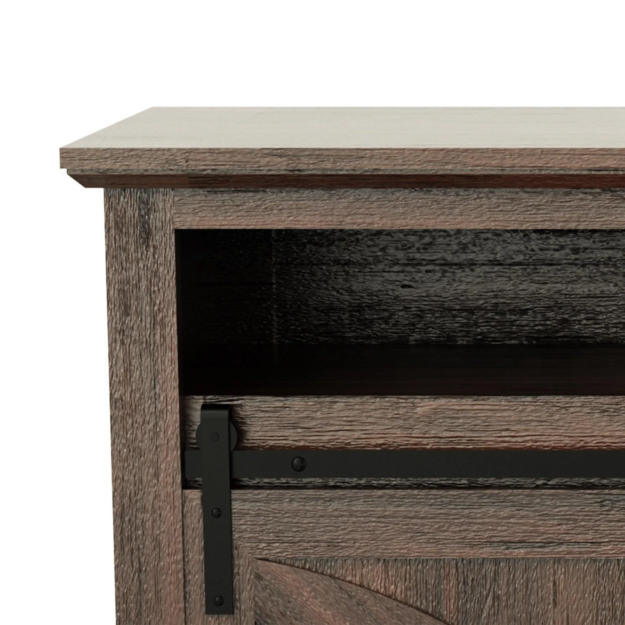 68" Farmhouse TV Stand with Double Sliding Barn Doors for Living Room