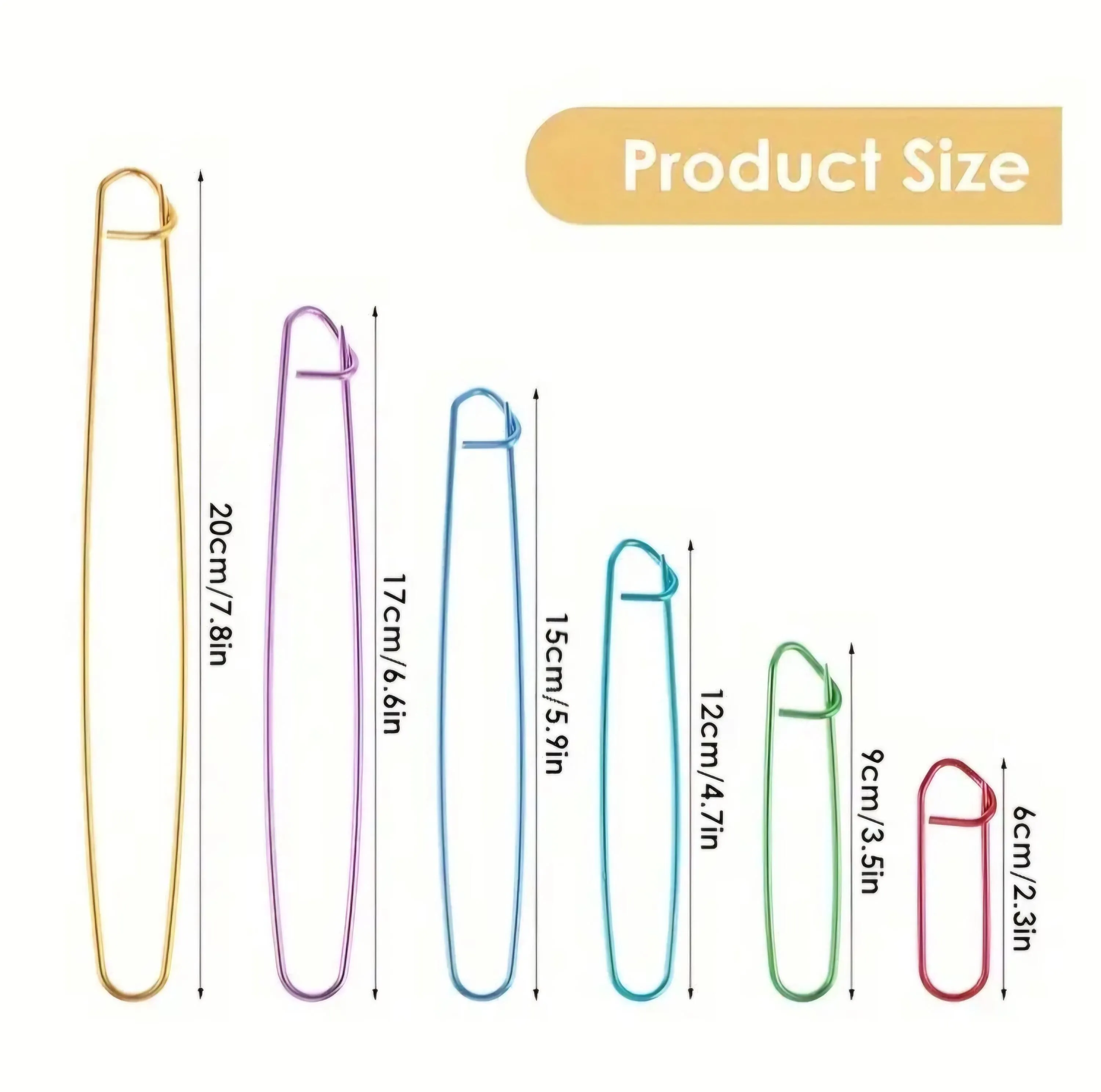 6pc Knitting Stitch Holder Pins Stitch Wire Cable Knitting Tools Knitting Notions Accessories Shawl Pins 6 Sizes Small to Large