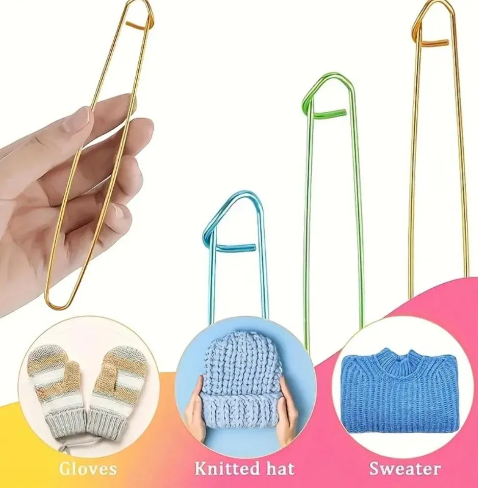 6pc Knitting Stitch Holder Pins Stitch Wire Cable Knitting Tools Knitting Notions Accessories Shawl Pins 6 Sizes Small to Large