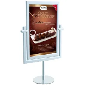8 1/2 x 11 Countertop Aluminum Swivel Display - Elegant Stand, Tabletop Double-Sided Sign Holder