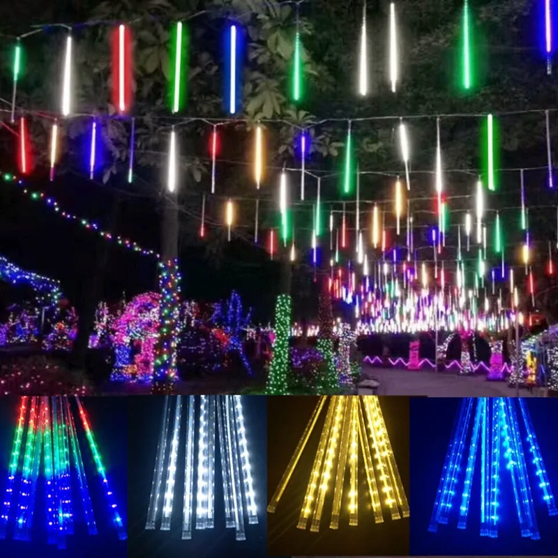 8 Tube Meteor Shower Rain LED String Lights Garland