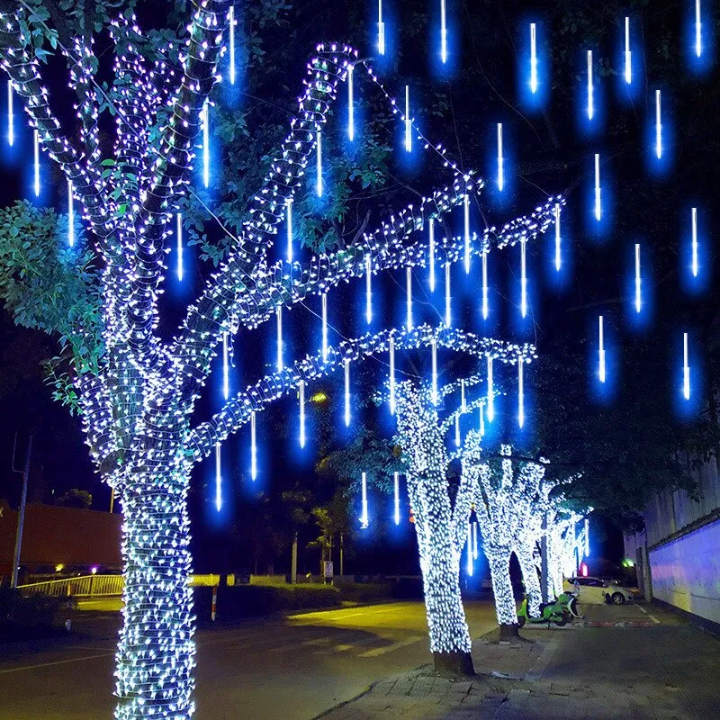 8 Tube Meteor Shower Rain LED String Lights Garland