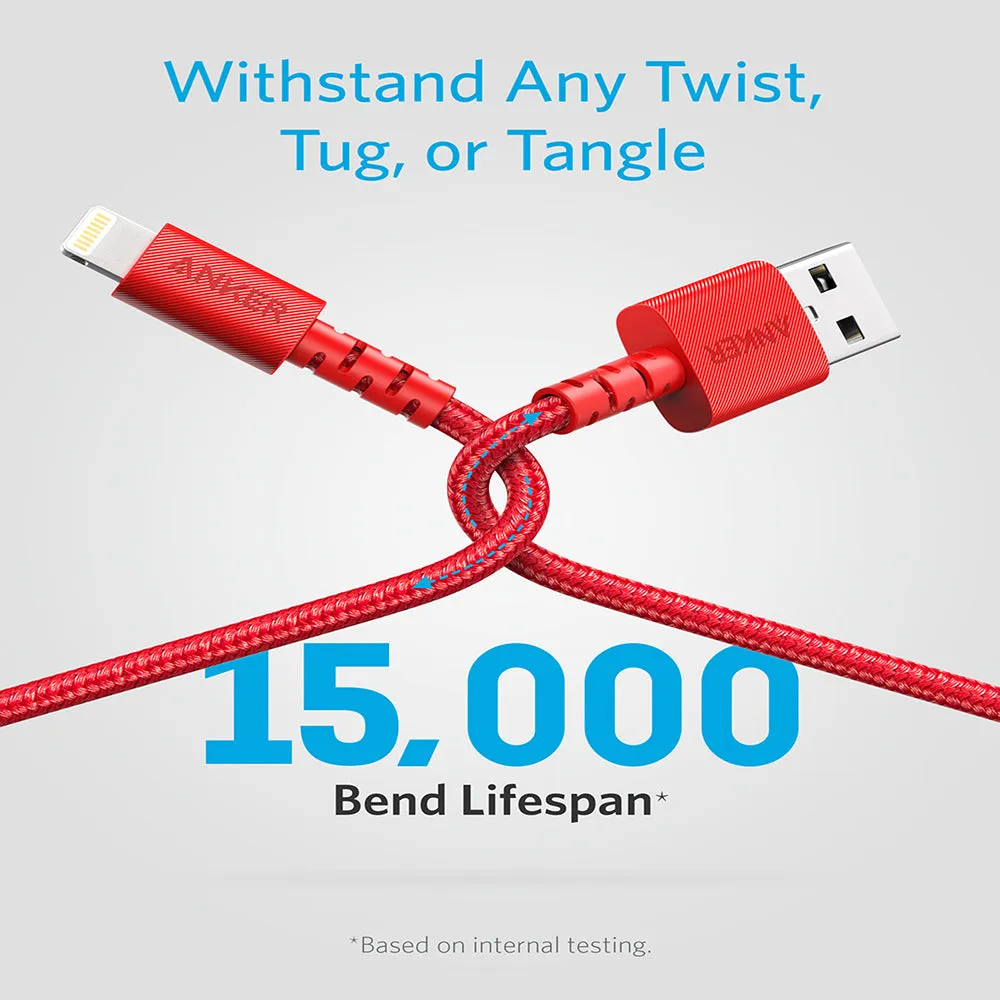 Anker PowerLine Select  USB-A to Lightning Cable Red (6ft) - Durable Charging Cable