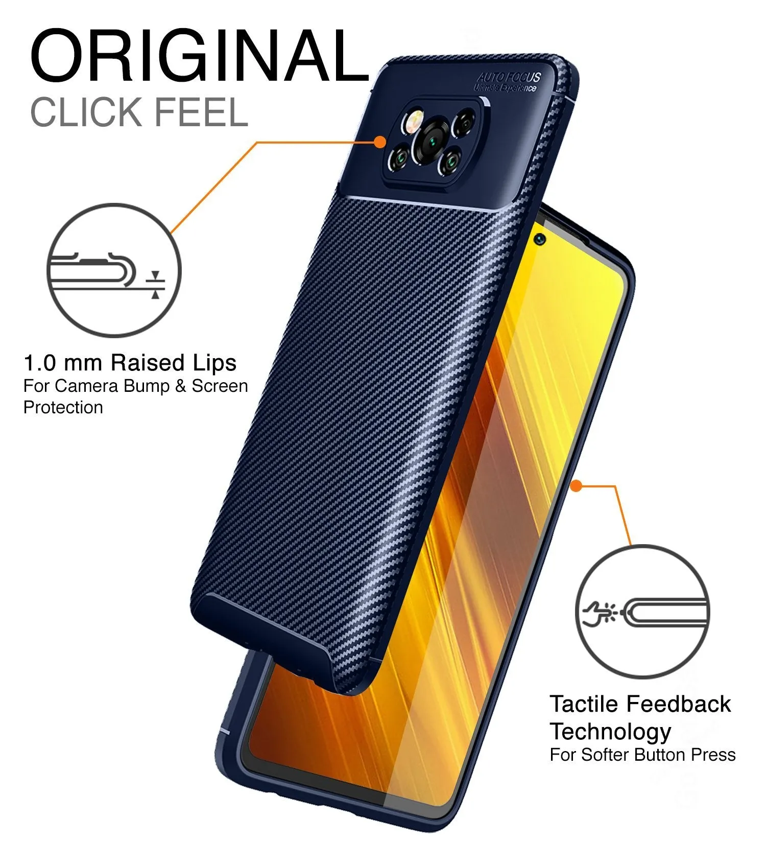 Aramid Fibre Series Shockproof Armor Back Cover for Poco X3 Pro, Poco X3 [Indian Version Correct Size], Blue