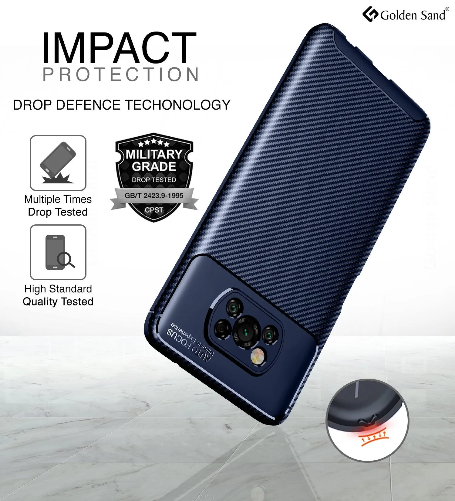 Aramid Fibre Series Shockproof Armor Back Cover for Poco X3 Pro, Poco X3 [Indian Version Correct Size], Blue