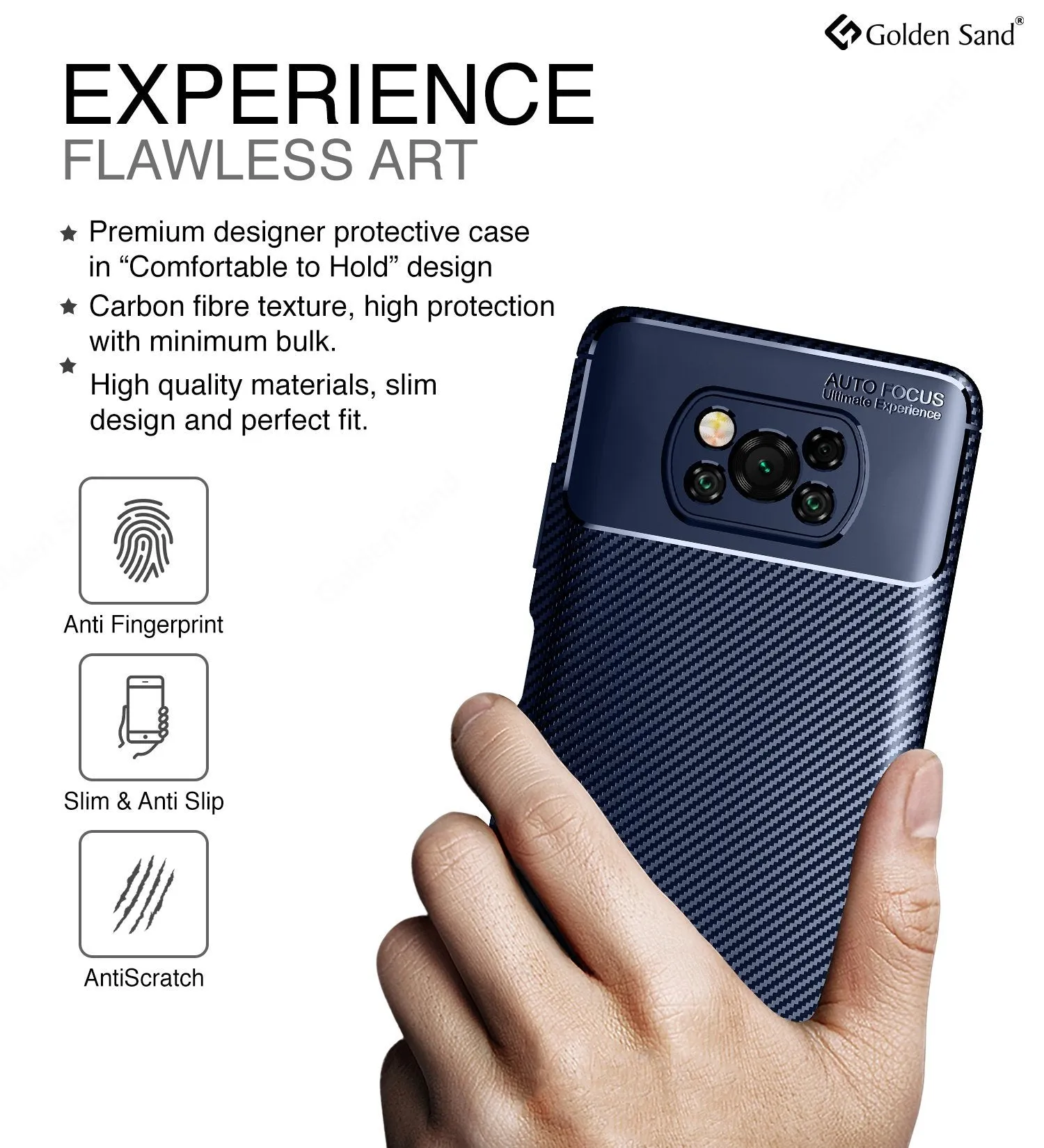 Aramid Fibre Series Shockproof Armor Back Cover for Poco X3 Pro, Poco X3 [Indian Version Correct Size], Blue