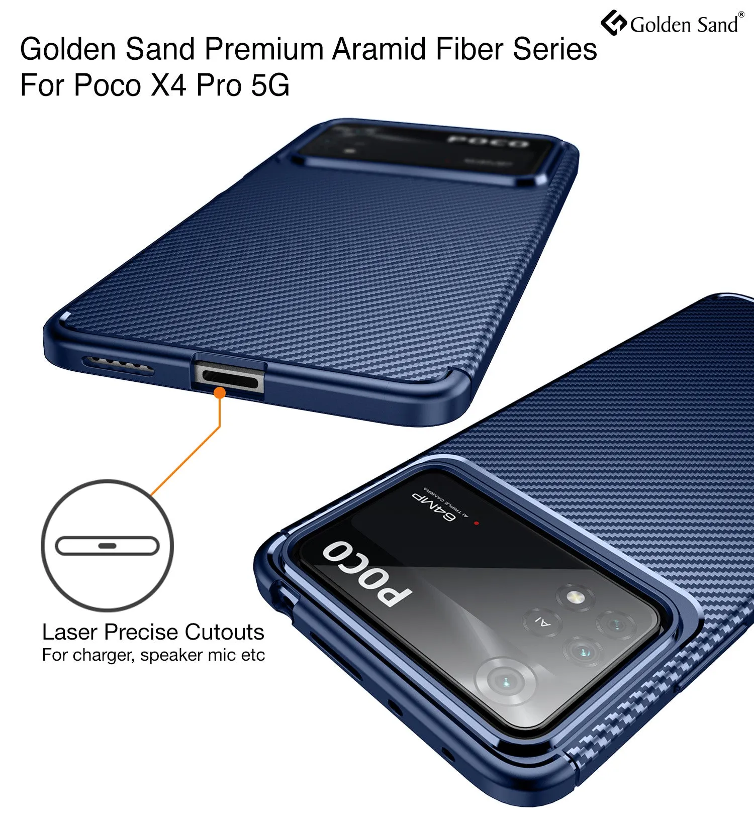Aramid Fibre Series Shockproof Armor Back Cover for POCO X4 Pro 5G, 6.67 inch, Blue