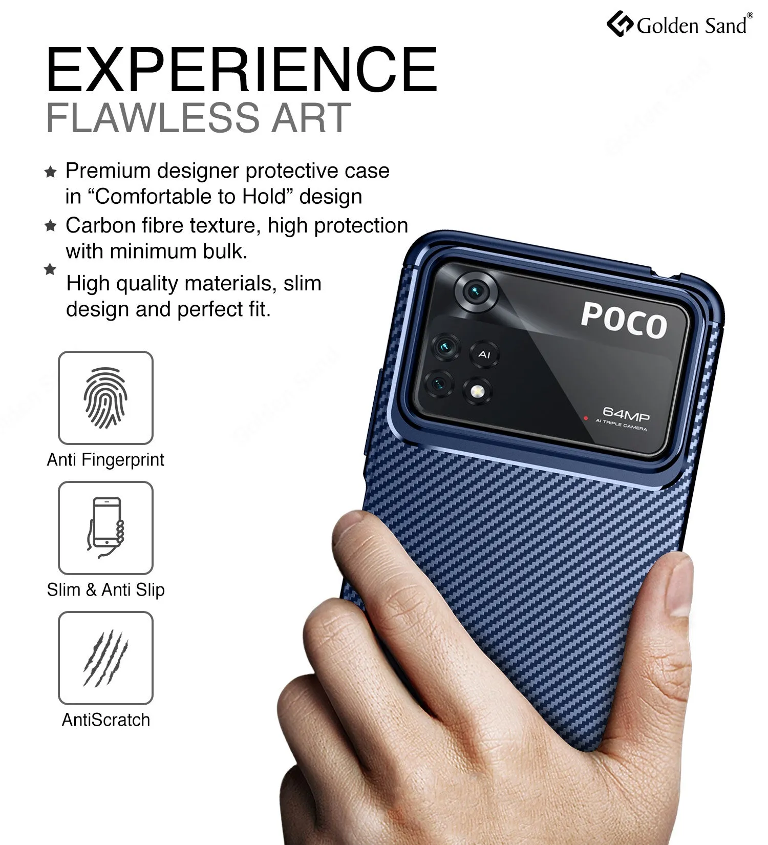 Aramid Fibre Series Shockproof Armor Back Cover for POCO X4 Pro 5G, 6.67 inch, Blue