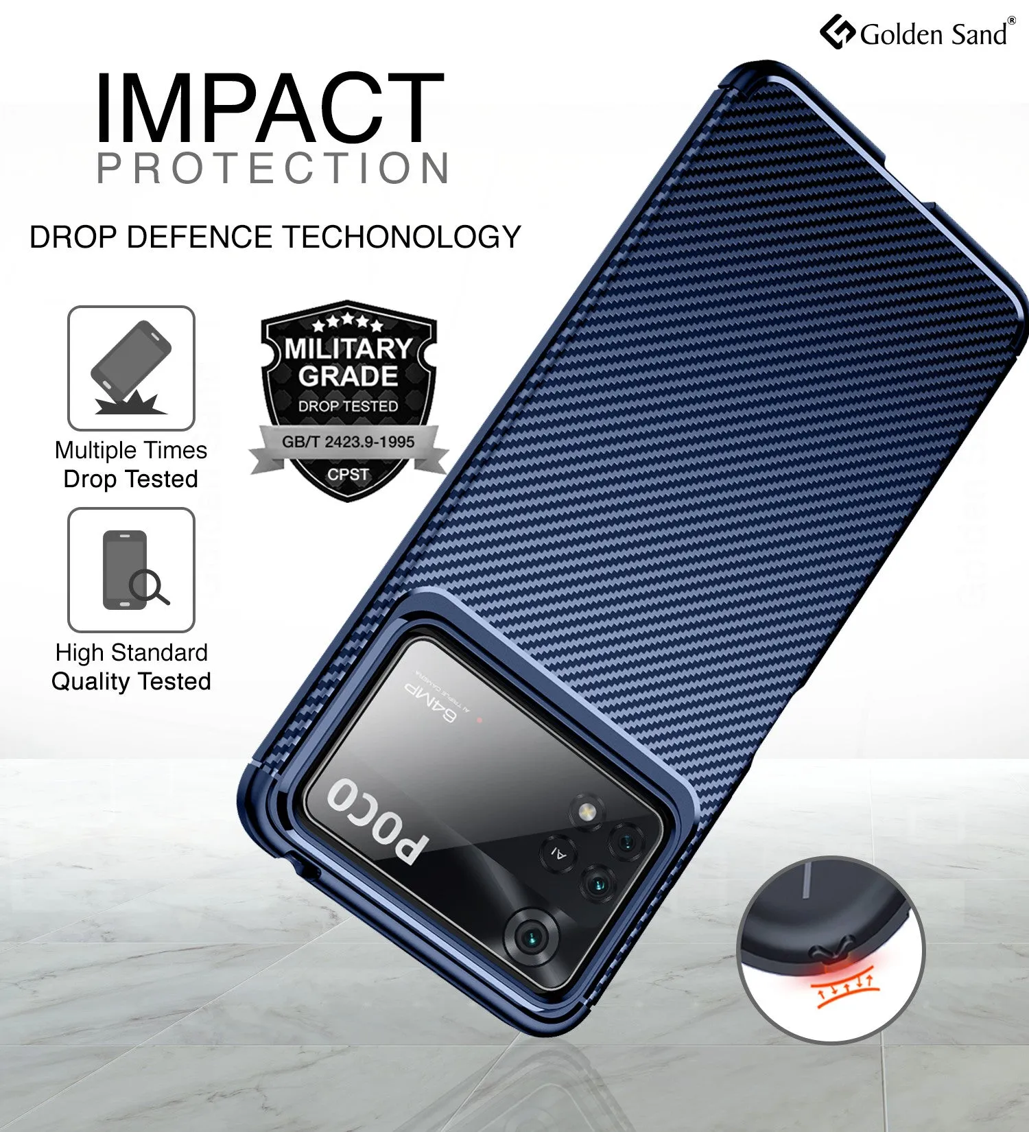 Aramid Fibre Series Shockproof Armor Back Cover for POCO X4 Pro 5G, 6.67 inch, Blue