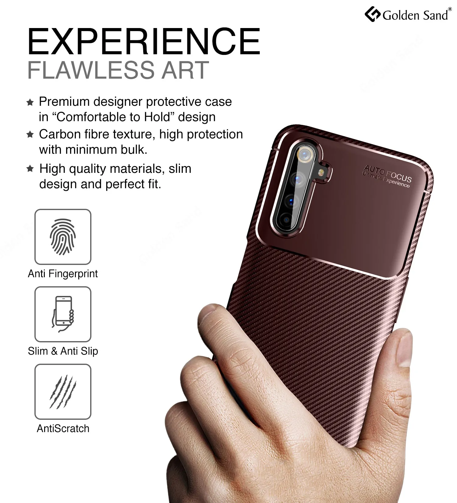 Aramid Fibre Series Shockproof Armor Back Cover for Realme 6 Pro 6.6 inch, Brown