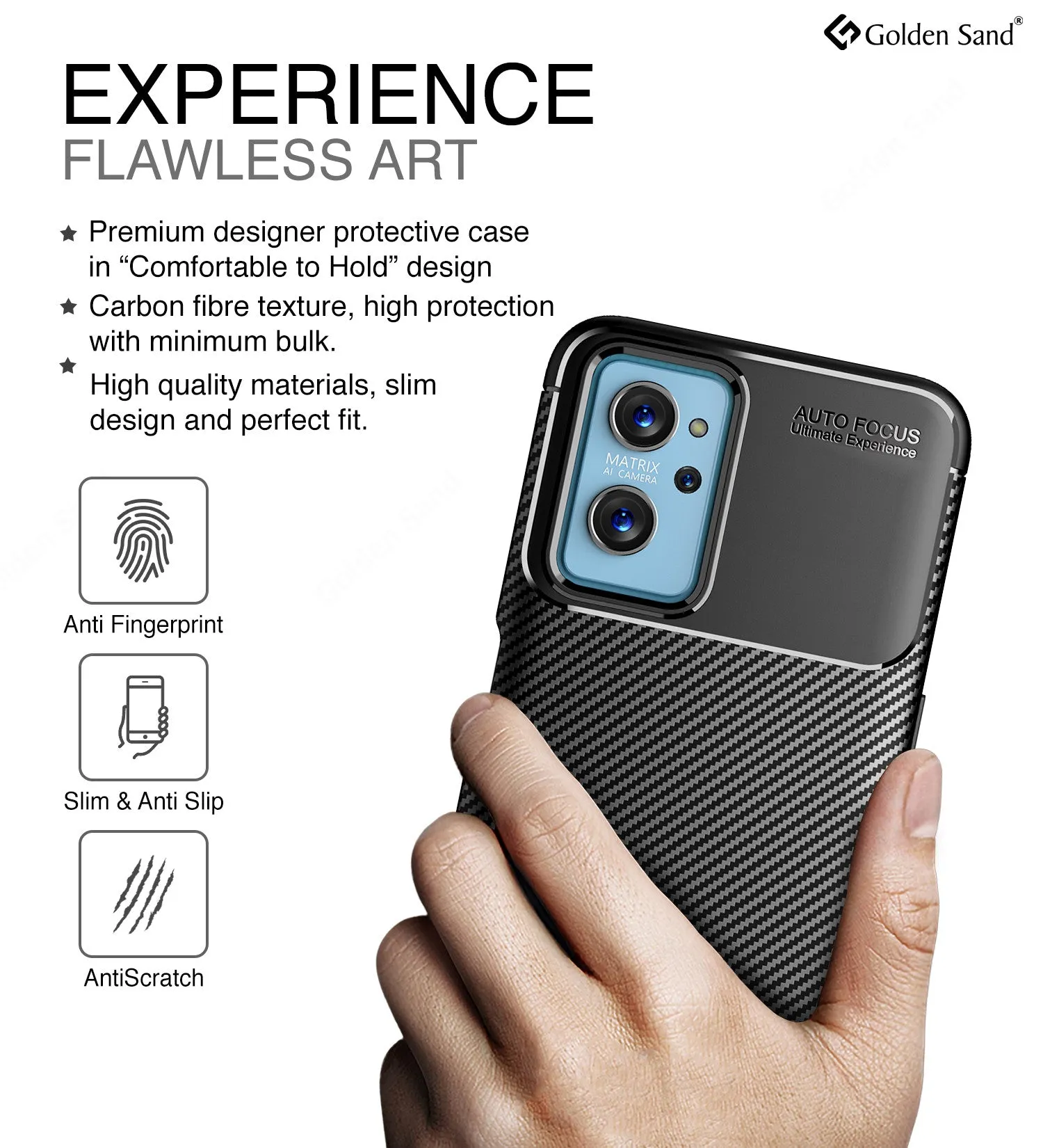 Aramid Fibre Series Shockproof Armor Back Cover for Realme 9i 4G, Oppo K10 4G, Oppo A96 4G, Oppo A76 4G, 6.6 inch, Black