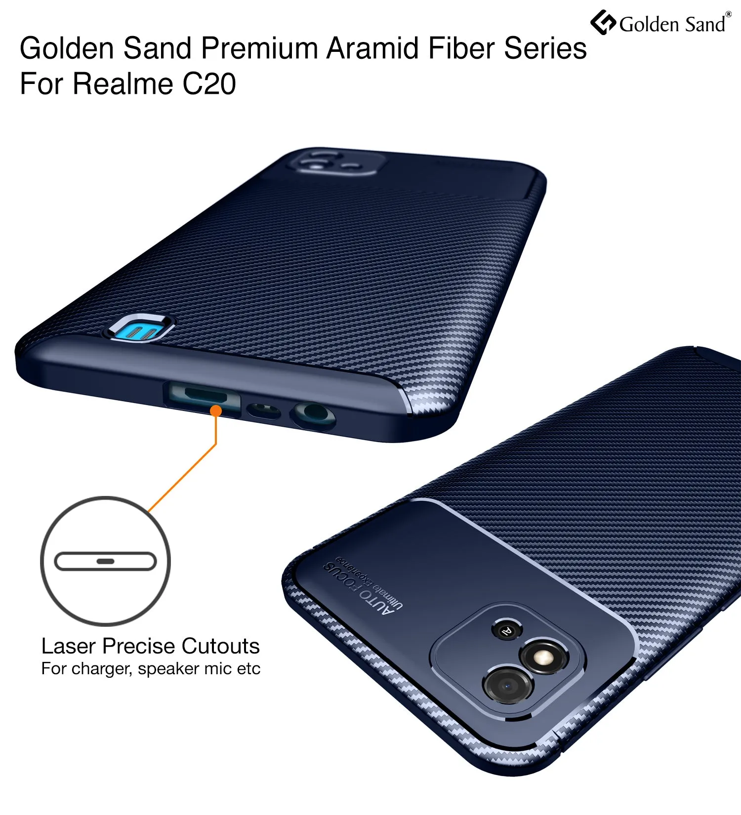 Aramid Fibre Series Shockproof Armor Back Cover for Realme C20, Realme C11 (2021), 6.5 inch, Blue