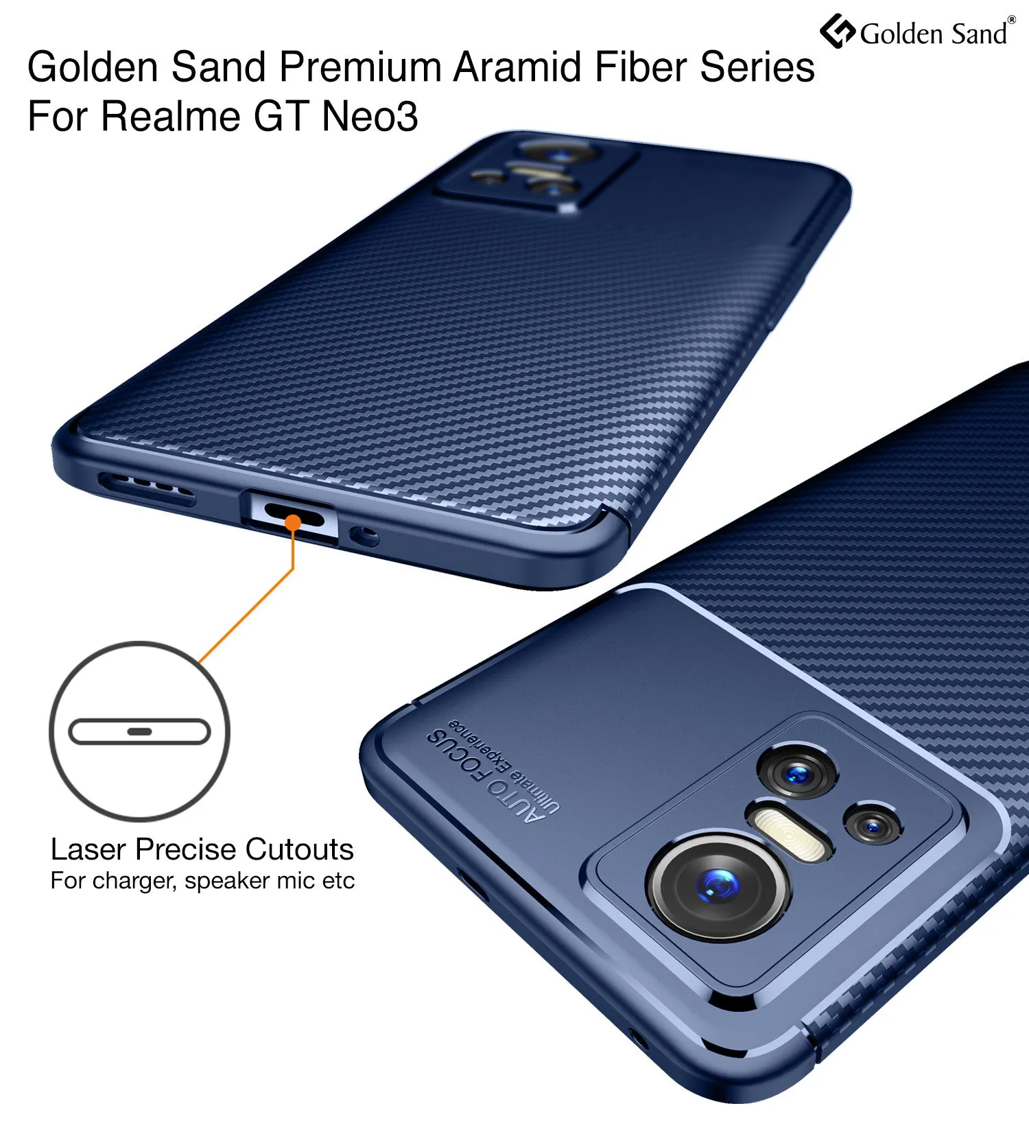 Aramid Fibre Series Shockproof Armor Back Cover for Realme GT Neo 3, 6.7 inch, Blue