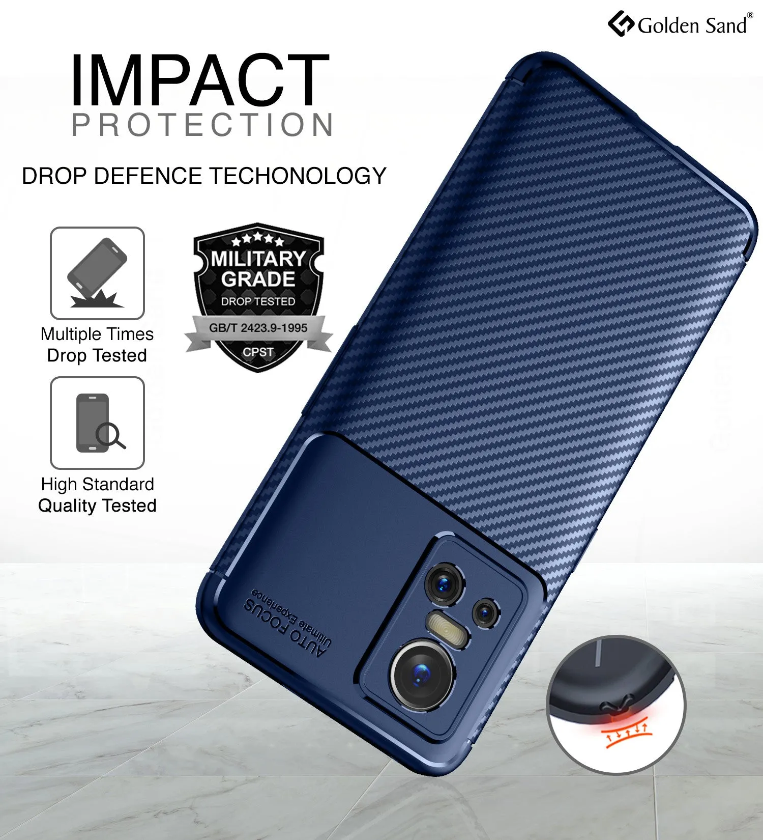 Aramid Fibre Series Shockproof Armor Back Cover for Realme GT Neo 3, 6.7 inch, Blue