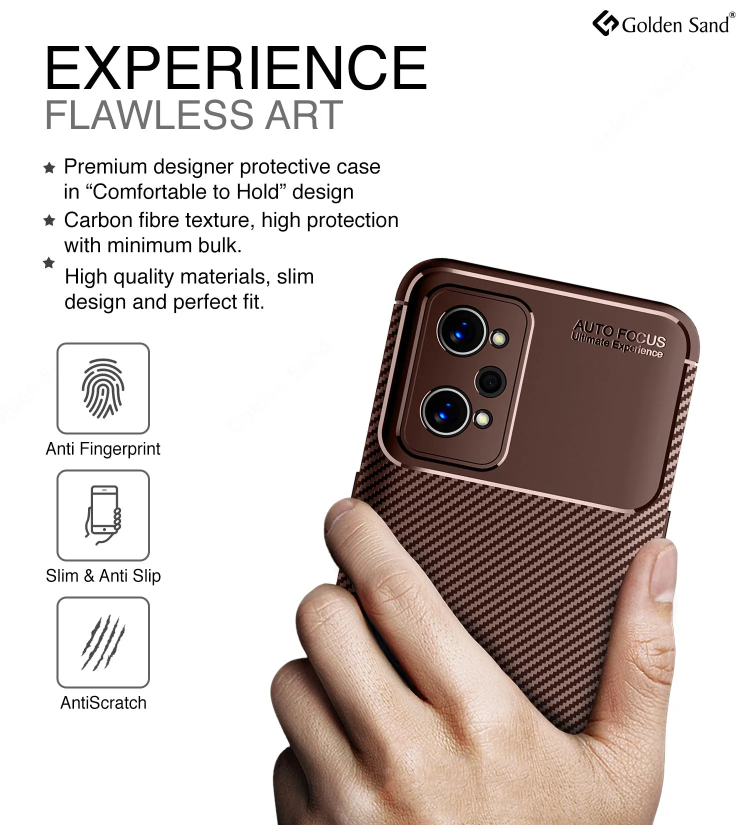 Aramid Fibre Series Shockproof Armor Back Cover for Realme GT Neo 3T, Realme GT 2, Realme GT Neo 2, 6.62 inch, Brown
