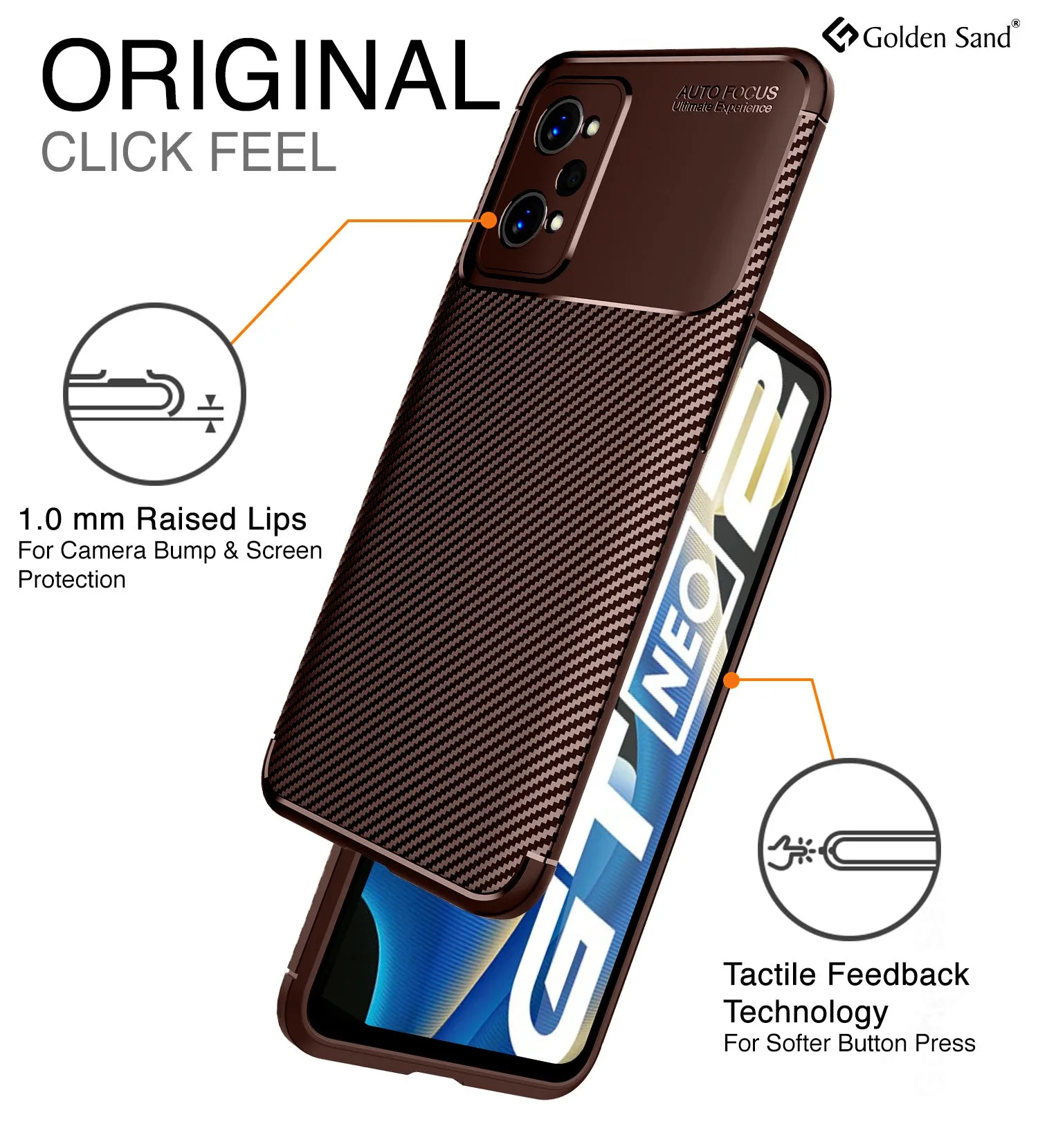 Aramid Fibre Series Shockproof Armor Back Cover for Realme GT Neo 3T, Realme GT 2, Realme GT Neo 2, 6.62 inch, Brown