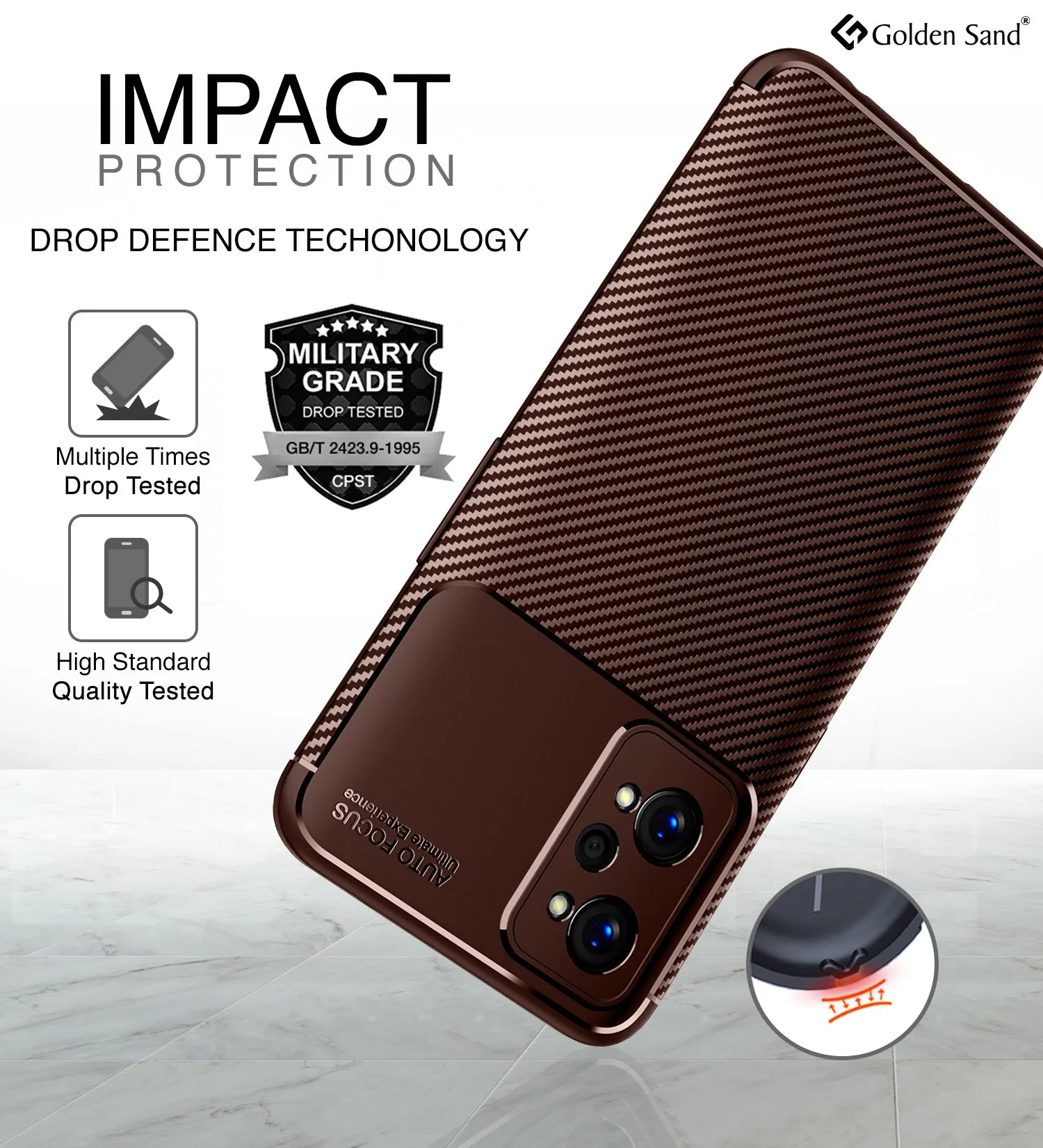 Aramid Fibre Series Shockproof Armor Back Cover for Realme GT Neo 3T, Realme GT 2, Realme GT Neo 2, 6.62 inch, Brown