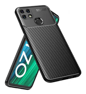 Aramid Fibre Series Shockproof Armor Back Cover for Realme Narzo 50A, 6.5 inch, Black
