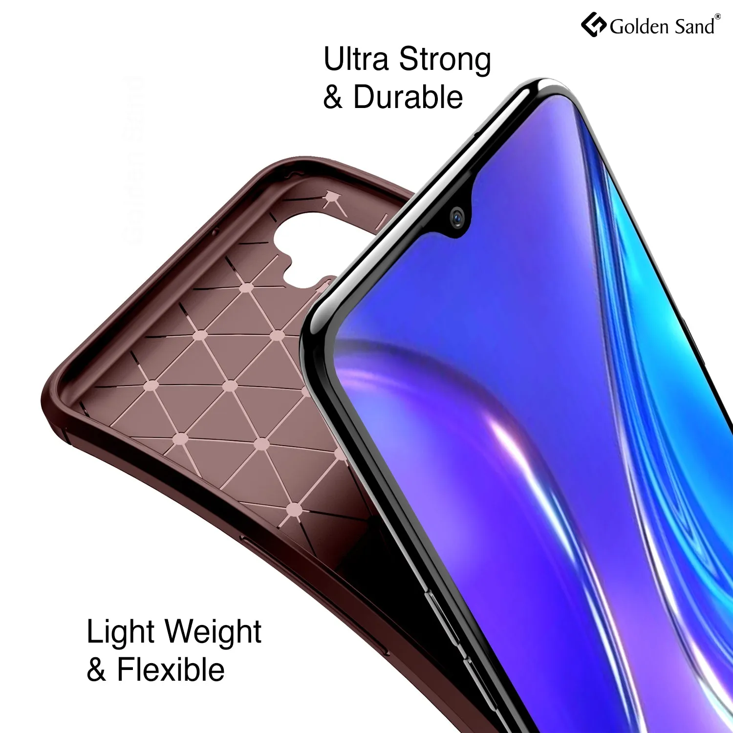 Aramid Fibre Series Shockproof Armor Back Cover for Realme X2, Realme XT, Oppo K5 6.4 inch, Brown