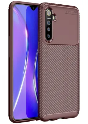 Aramid Fibre Series Shockproof Armor Back Cover for Realme X2, Realme XT, Oppo K5 6.4 inch, Brown