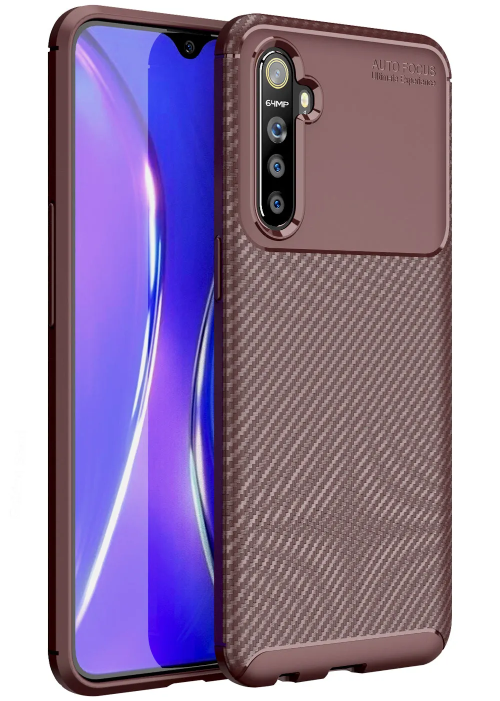Aramid Fibre Series Shockproof Armor Back Cover for Realme X2, Realme XT, Oppo K5 6.4 inch, Brown