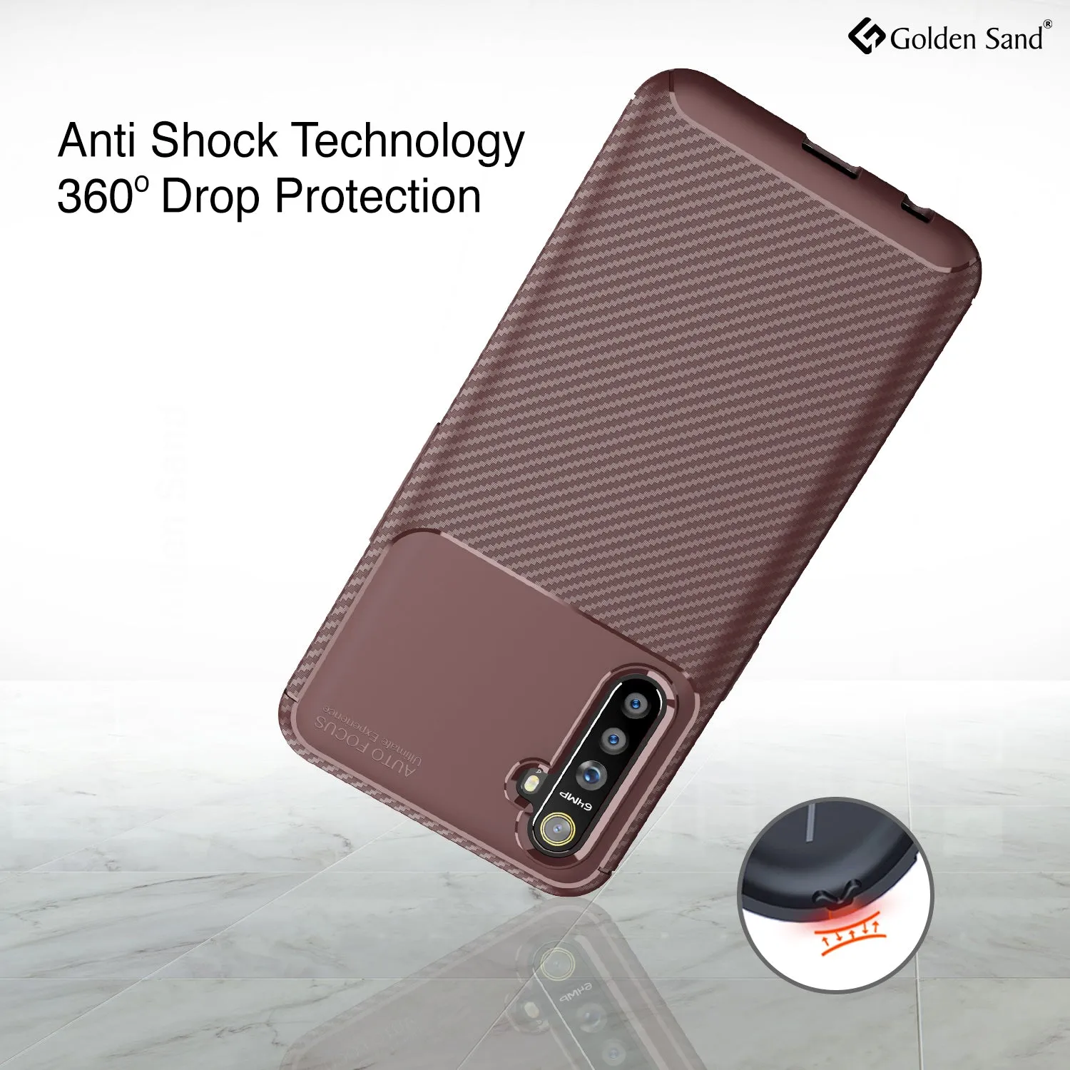 Aramid Fibre Series Shockproof Armor Back Cover for Realme X2, Realme XT, Oppo K5 6.4 inch, Brown