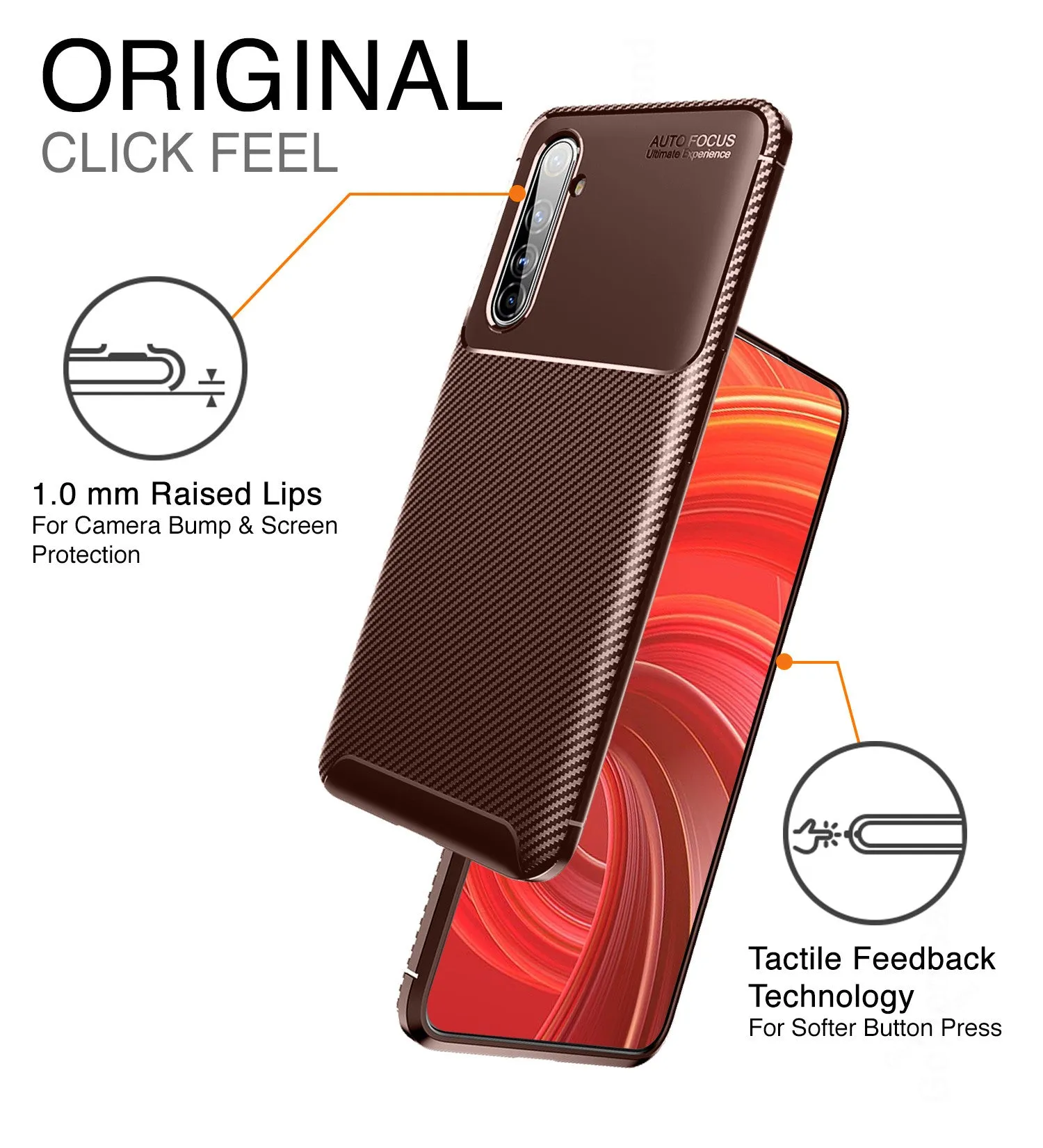 Aramid Fibre Series Shockproof Armor Back Cover for Realme X50 Pro, Rust Brown