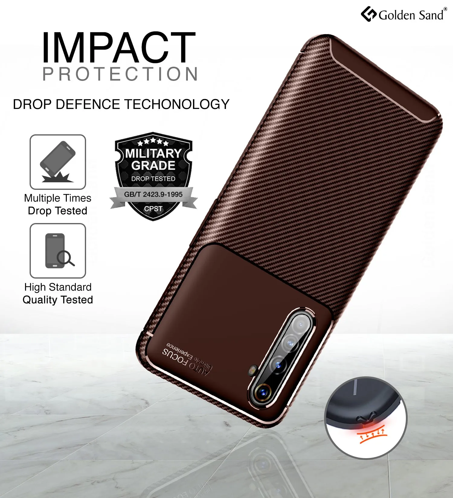 Aramid Fibre Series Shockproof Armor Back Cover for Realme X50 Pro, Rust Brown
